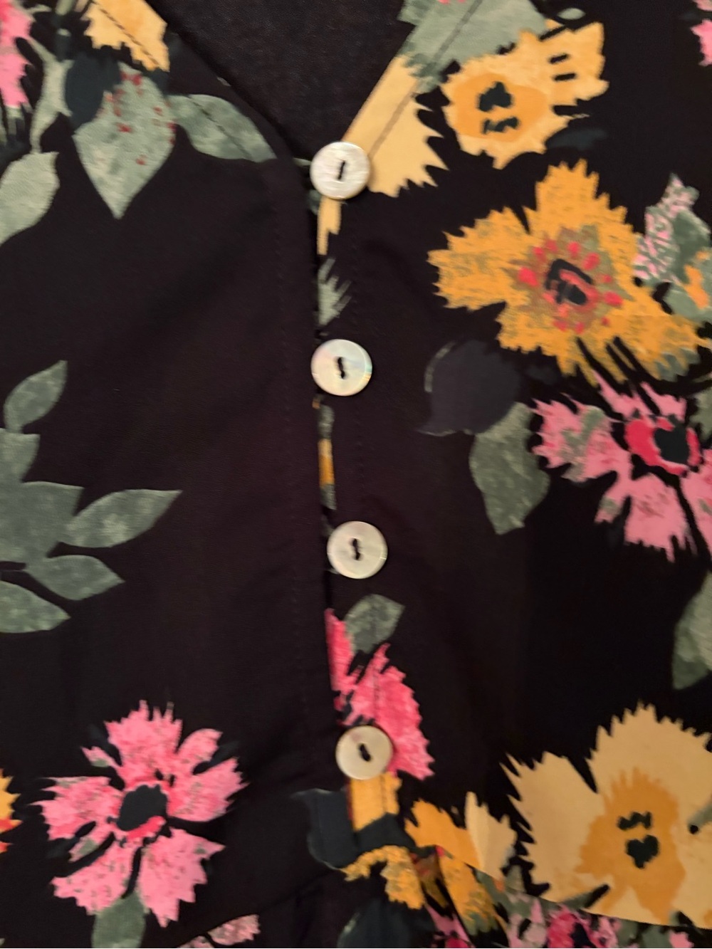 JODIFL Black Floral V-Neck Long Sleeve Tiered Dress NWOT - Picture 6 of 8